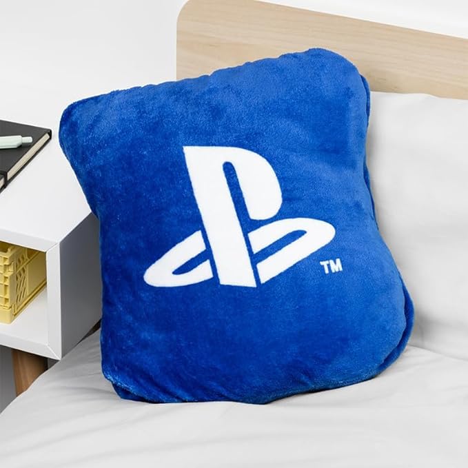 Paladone PlayStation 2-in-1 Cushion Blanket - Officially Licensed Travel Blanket, Foldable Soft Fluffy Throw, Compact Design for Gaming Room or Bedroom Decor