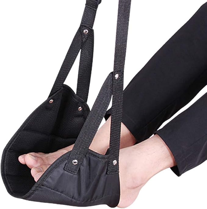 Magik 1-3 Pack Portable Foot Rest Relax Travel Hammock Carry Flight Leg Lift Pedal Adjustable Height and Length Airplane Office Bus Train Pad, Reducing Swelling and Soreness (Black, 3 Pack)
