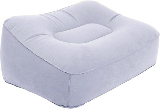 Travel Foot Rest Pillow, Soft Flocking Pillow, Flights Relax Cushion Ottomans Leg Up for Office, Home Relax, Camping and Travel Use (Gray)