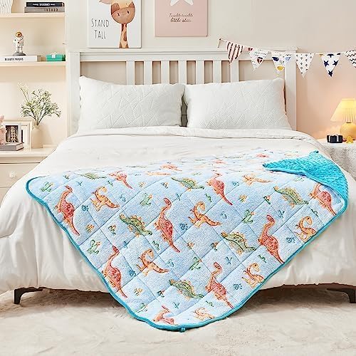 yescool Weighted Blanket 5 Pounds Weighted Lap Blanket, Glow in The Dark Dinosaur Heavy Blankets, Warm Minky Weighted Throw Blanket Gifts for 40-60lbs, 36"x48"