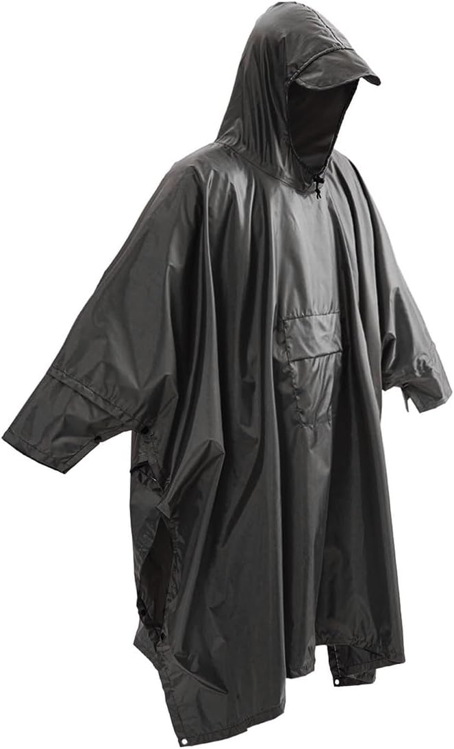 Cosmine Hooded Rain Poncho for Adult with Pocket, Waterproof Lightweight Unisex Raincoat Jacket for Hiking Camping Emergency
