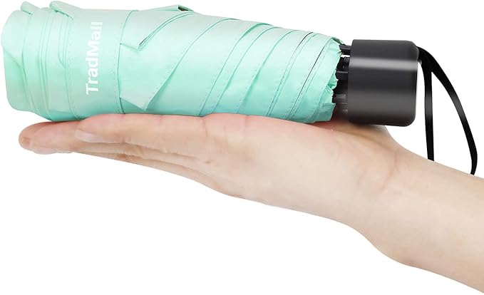 TradMall Mini Travel Umbrella, Portable Lightweight Compact Parasol with 95% UV Protection for Sun & Rain