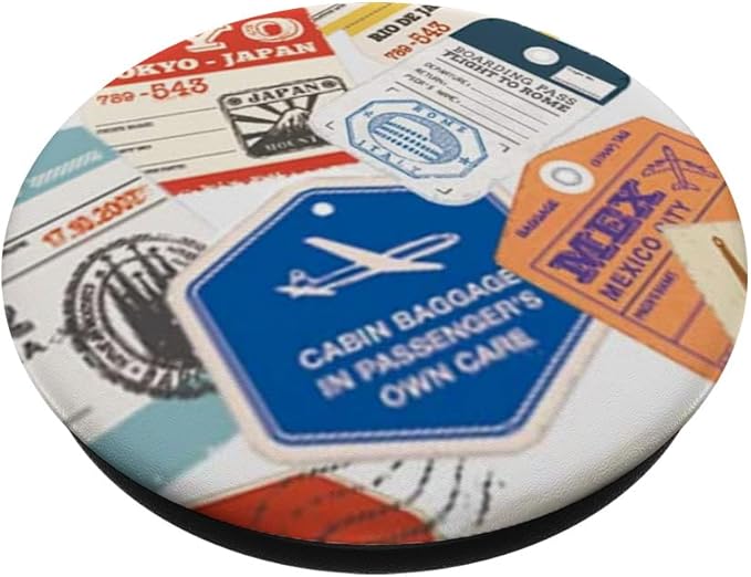 Boarding Pass Travel Stamps Airline Tags PopSockets Adhesive PopGrip