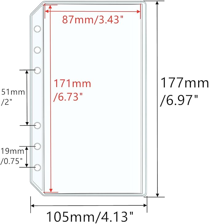 AxeWoodz 12pcs A6 Binder Pockets Clear PVC Double Side 2 Pockets Binder Pouches 6 Hole Zipperless Side Open Cash Envelopes for Bills Money Organizer