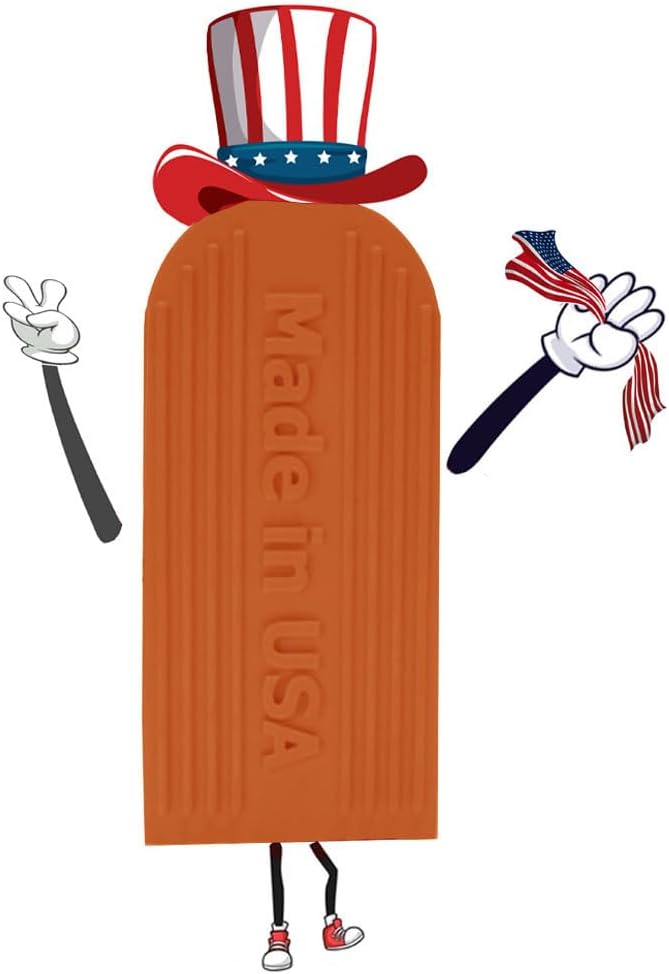 Orange Large Rubber Door Stopper Made in USA - Door Stop Wedge for Carpet, Tile, Concrete Floor, Door stoppers for Bottom of Door -Heavy Duty for Commercial & Home - 6.5 x 2.75 x 1.9 Inches