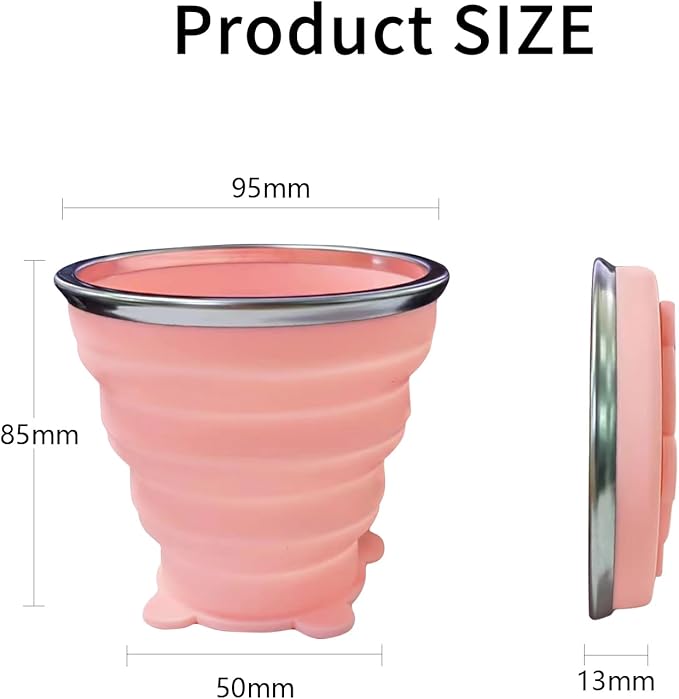 Collapsible Cup, Silicone Collapsible Travel-Cup, Expandable Folding Camping Drinking Cups with Lids Reusable Small Portable MugsCup for Travel, Camping, Hiking,Outdoor Sports, Indoors