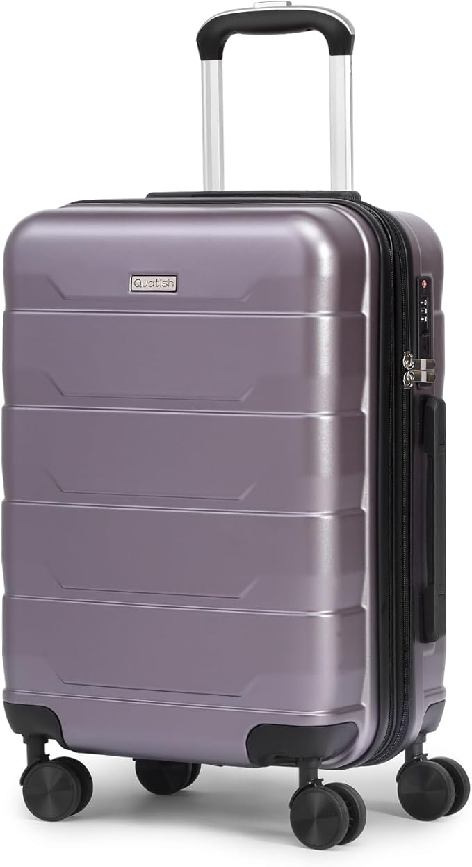 Quatish Carry On Luggage 22x14x9 Airline Approved with Spinner Wheels, 22 inch Expandable Hard Shell Suitcase with TSA Lock, Smooth Rolling Wheel for Lightweight Travel for Men Women, Purple