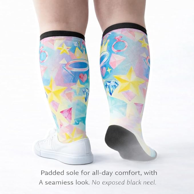 Extra Wide Diabetic Socks for Swollen Feet Men Women Non Binding Soft Stretch Colorful Design
