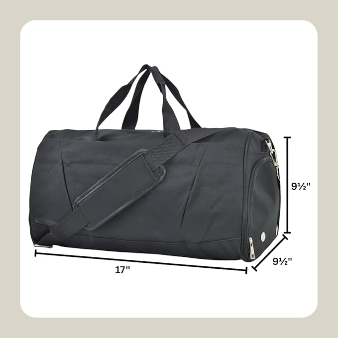 NGIL Solid Cheers Sports Gym Duffel with Shoe Compartment and Small Carry on Travel Tote Bags for Women, Gym bag, Overnight bags for Women, Cheer Bag (Solid-Black)
