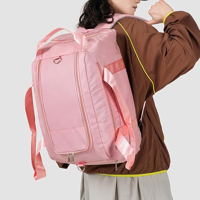 Gym Duffle Bag for Men Women, 3 in 1 Sports Duffle Bag with Shoe Compartment, Large Lightweight Weekender Travel Duffel Bag, Carry on Backpack (Beige)