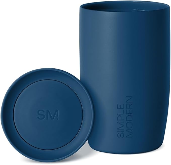 Simple Modern Travel Coffee Mug Tumbler with 360° Lid | Ceramic-Lined Insulated Stainless Steel Cold Brew Iced Coffee Cup | Gifts for Women Men Her Him | Voyager Signature | 12oz | Slumberland