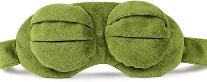 Shinywear Cute Rabbit Sleeping Eye Mask Plush Blindfold Travel Sleep Masks Super Soft Funny Eye Cover for Kids Girls and Adult (Green Frog)
