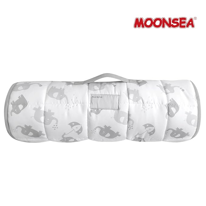 Moonsea Nap Mat for Toddlers Elephant with Pillow Blanket, Lightweight Perfect for Toddlers Preschool, Daycare, Travel Sleeping Bag Boys Girls, 21" x 50" Fit on a Standard Cot