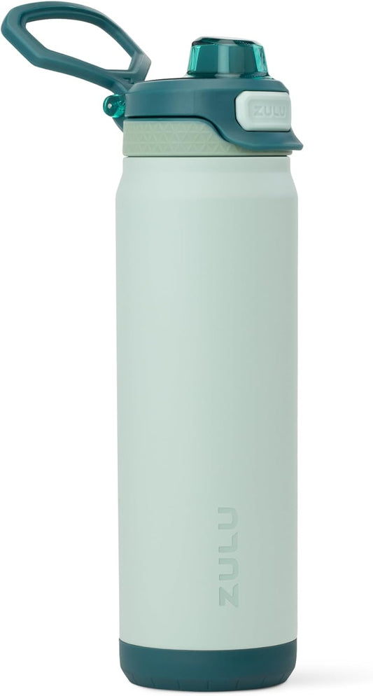 ZULU Powerfill Pro 24oz Stainless Steel Water Bottle with Quick Fill Lid, Triple Walled Vacuum Insulated Metal, Leak Proof Locking Lid, Sip and Chug, Reusable BPA Free, Evergreen