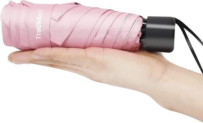 TradMall Mini Travel Umbrella, Portable Lightweight Compact Parasol with 95% UV Protection for Sun & Rain