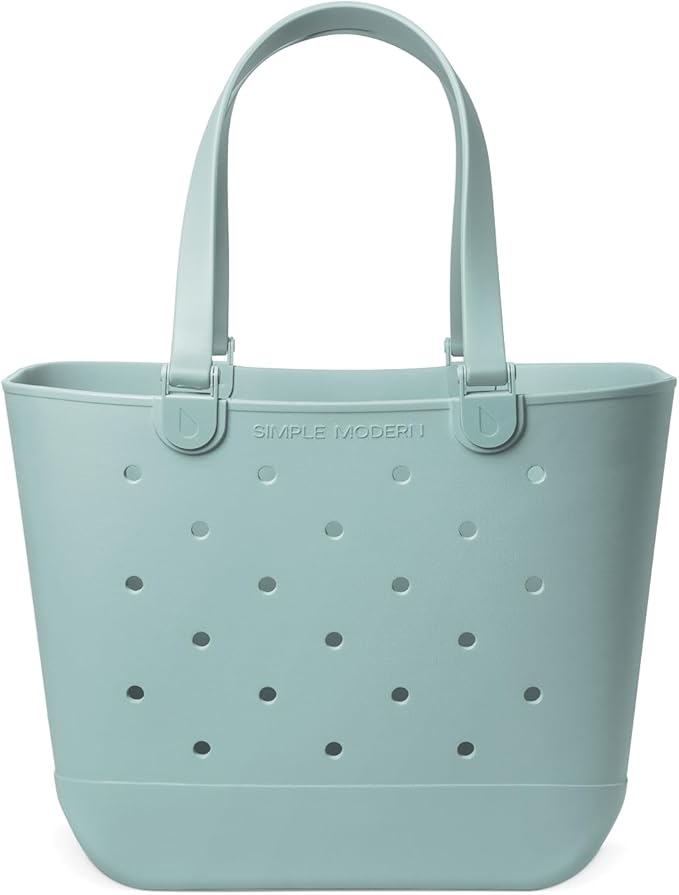 Simple Modern Extra-Large Beach Bag | Waterproof Getaway Rubber Tote with Zipper Pocket for Travel, Pool, Boat, Groceries, Sports | Sea Glass Sage