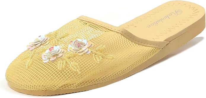 REDVOLUTION Women's Chinese Mesh Slipper Floral Flip Flop Sandals | 1313