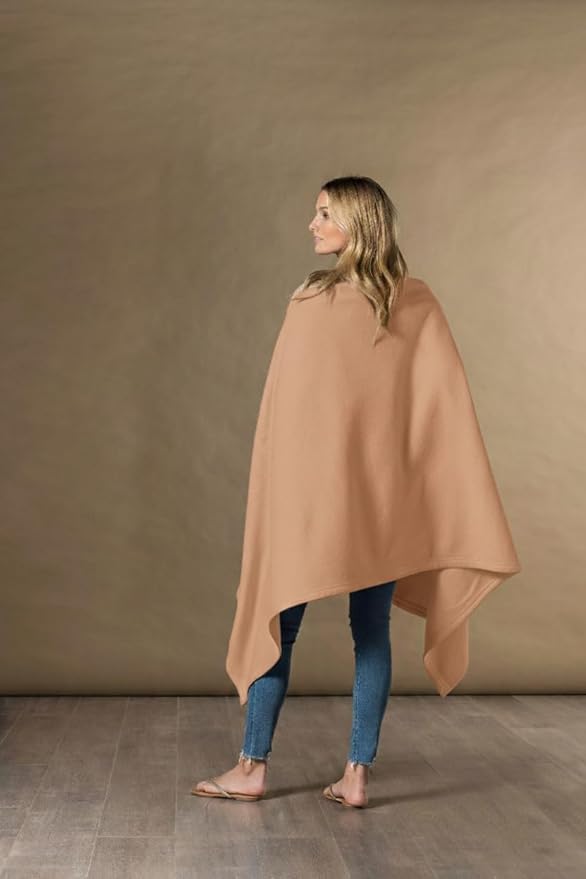 MV Sport Lightweight Sweatshirt Blanket Throw – Warm & Cozy, Breathable Oversized Fleece Knit, Couch, Bed, Travel, Cold Nights, and Outdoors – Soft Light Weight Blanket 54" x 84" Praline