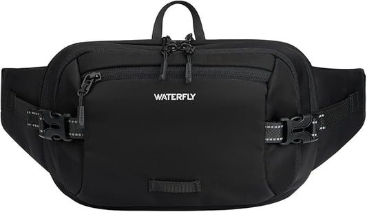 WATERFLY 3L Large Fanny Pack, 180° Opening Hip Pouch with Multi-Pockets, Anti-Theft RFID Blocking Waist Bag for Women Men Traveling Hiking Daily Use