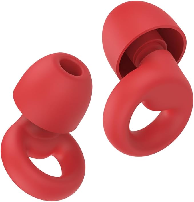 Ear Plugs for Sleeping Noise Cancelling, Reusable 35-46dB Noise Reduction Earplugs with 7 Silicone Ear Tips & Carry Case, Comfortable Hearing Protection for Sleep, Work, Study, Travel & Concerts Red