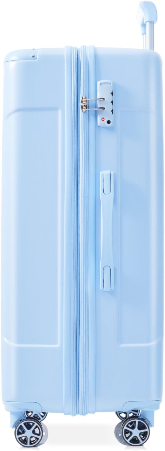 24 Inch Hardshell Luggage Lightweight Checked Luggage, Sky Blue Hardside ABS Suitcases with Double Wheels and TSA Lock, Medium Expandable 24-inch Carry on Luggages for Travel, Men, Women