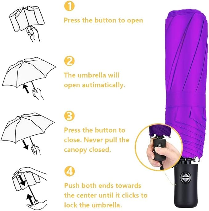 MRTLLOA 42/49 Inch Compact Travel Essentials Umbrella for Rain, Lightweight, Portable, Automatic, Strong, Waterproof Folding Umbrellas for Women, Men and Teenagers