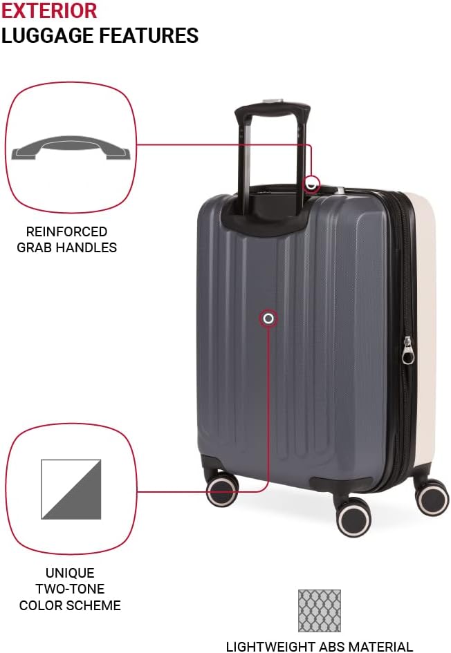 SwissGear Duet Hardside Expandable Luggage with Spinner Wheels, Pink/Dark Grey, Carry-On 19-Inch