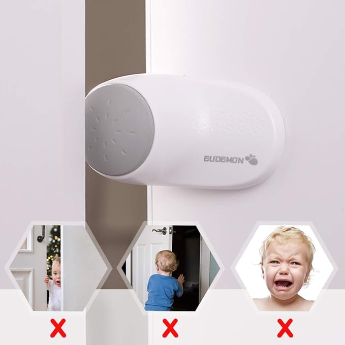 EUDEMON (2 Pack,White）Adjustable Door Guard Door Stop, Finger Pinch Guard,Revolving Door Stopper for Child Proofing, Pet Door Stopper,Easy to Install and Use Adhesive, no Tools Need