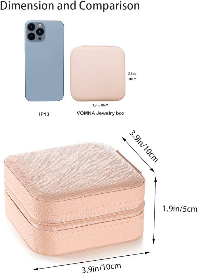 5pack/PU Leather Travel Jewelry Case, Mini Jewelry Box, Small Jewelry Organizer Portable Display Storage Case for Rings Earrings Necklace Bracelet Bangle,Gifts for Girls Women (Pink)