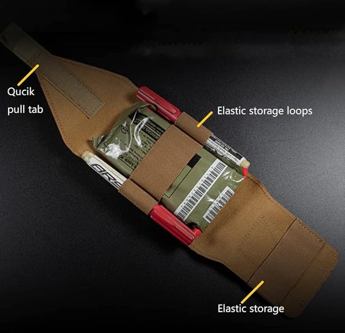 Tactical Micro Compact MED Pouch, Belt Trauma Kit Pack MOLLE Rapid Deployment First Aid Bag with Tourniquet Holder