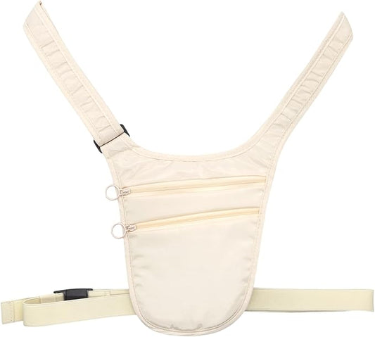 Long Keeper Money Belt for Travel Anti-Theft Crossbody Passport Holder for Women Men Hidden Slim Neck Wallet Under Clothes (White)