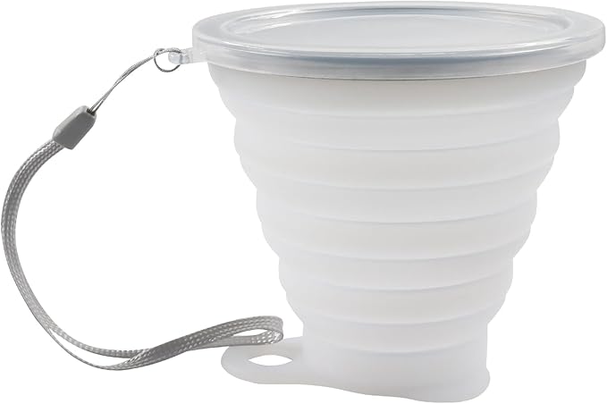 1 Pack Silicone Collapsible Cups for Camping Traveling, Small Portable Foldable Drinking Cup with Lid for Outdoor Hiking (270ml, Transparent)