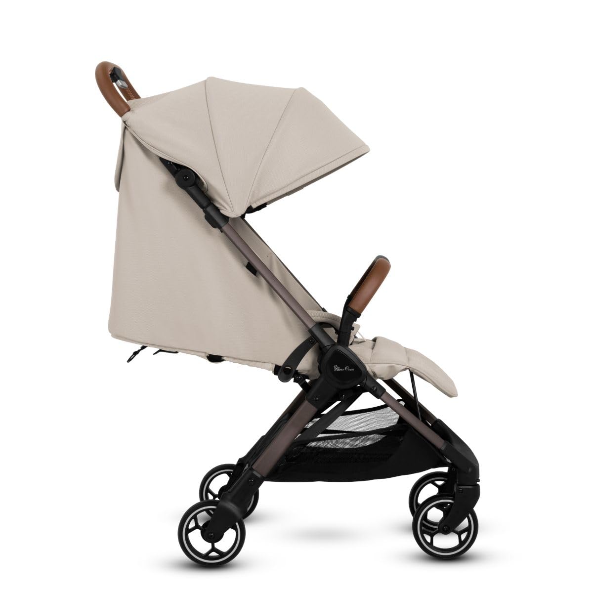 Silver Cross Clic Compact Stroller – Lightweight Travel Stroller for Newborn to Toddler (Birth to 55 lbs), One-Hand Fold, Lie-Flat Seat, Airplane Cabin Approved, UPF50+ Canopy (Latte)