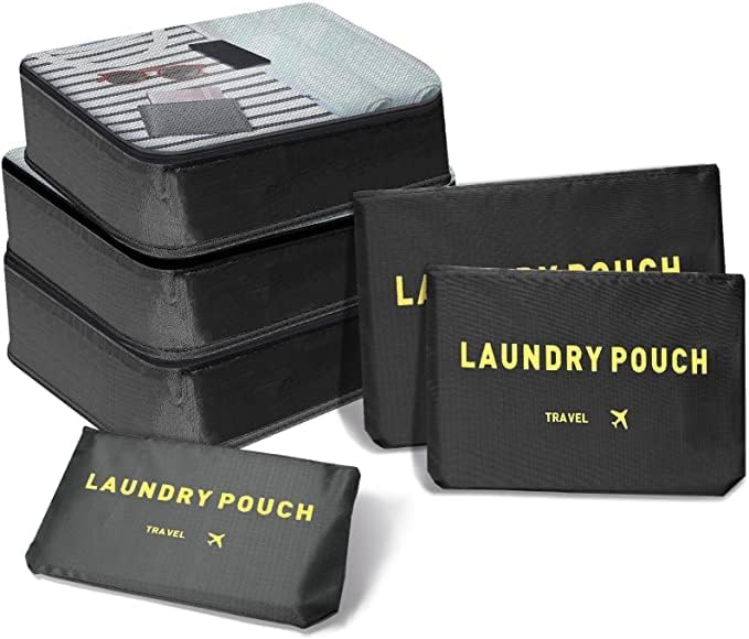 Portable Packing Cubes - Perfect Luggage Organizer Bags, Packing Cubes for Suitcases, Compression Packing Cubes, Travel Bags Organizer for Luggage, Luxurious Travel Cubes, Black