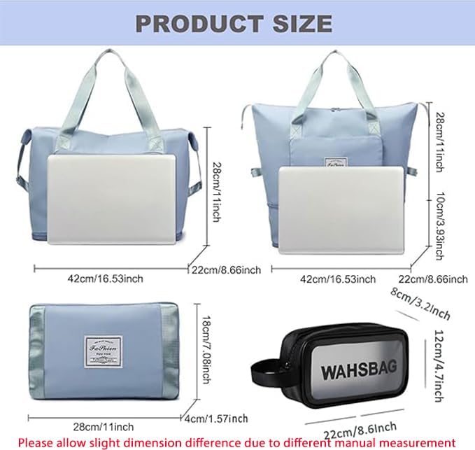 Large Capacity Travel Bag, Foldable Travel Bag, Expandable Travel Duffel Bag, Collapsible Waterproof Large Capacity Travel Handbag, Overnight Bag for Women and Man