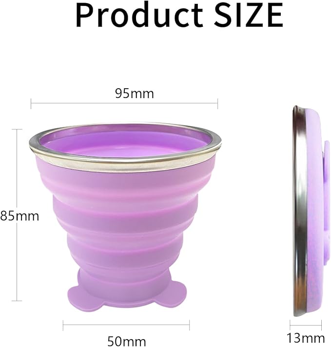 Collapsible Cups, Silicone Collapsible Travel-Cup, Expandable Folding Camping Drinking Cups with Lids Reusable Small Portable Mugs-Cup for Travel, Camping, Hiking, Beach, Outdoor Sports