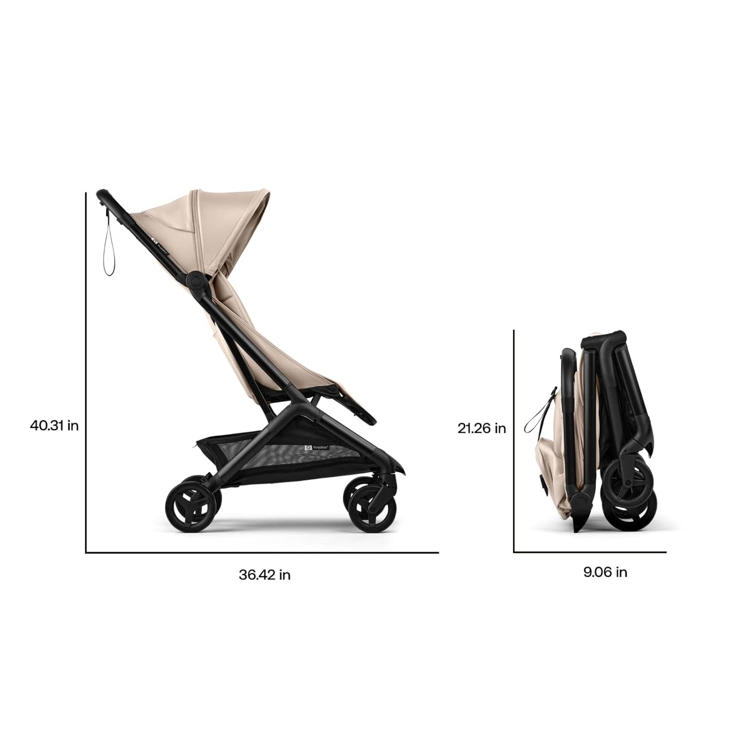 Bugaboo Butterfly 2 Travel Stroller, Ultra-Compact One-Second Fold, Lightweight and Airplane-Friendly (Taupe)