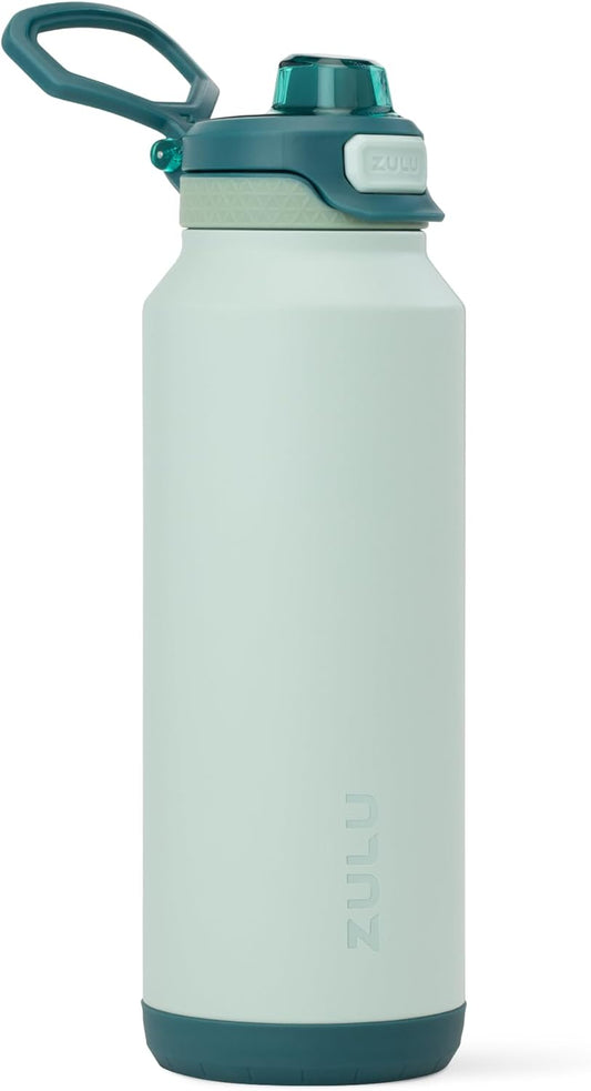ZULU Powerfill Pro 40oz Stainless Steel Water Bottle with Quick Fill Lid, Triple Walled Vacuum Insulated Metal, Leak Proof Locking Lid, Sip and Chug, Reusable BPA Free, Evergreen