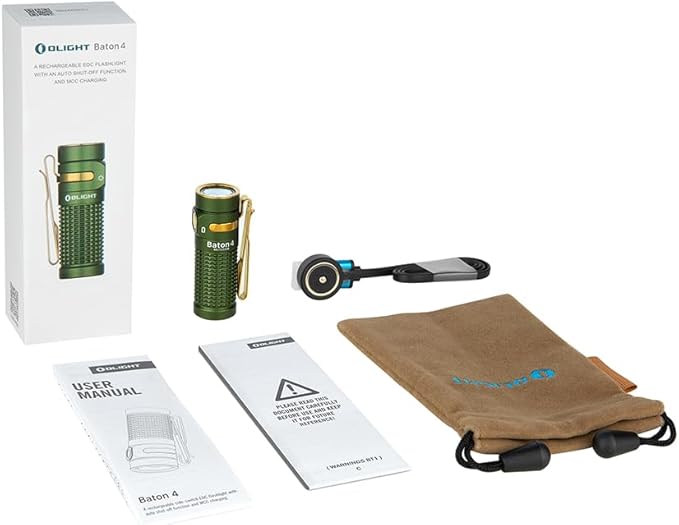 OLIGHT Baton4 Rechargeable EDC Flashlight, Bright Small Flashlight 1300 Lumens with MCC Charging Cable, IPX8 Waterproof, Multiple Modes Pocket Light for Home, Camping, and Emergencies (OD Green)