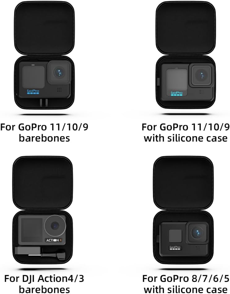 SUREWO Hard Carrying Case for GoPro Hero 13, Mini Hard Shell Carrying Case Travel Portable Storage Bag for GoPro Hero 12/11/10/9/8/7/6/5/4,DJI Osmo Action 3,AKASO,Campark,YI Action Camera and More
