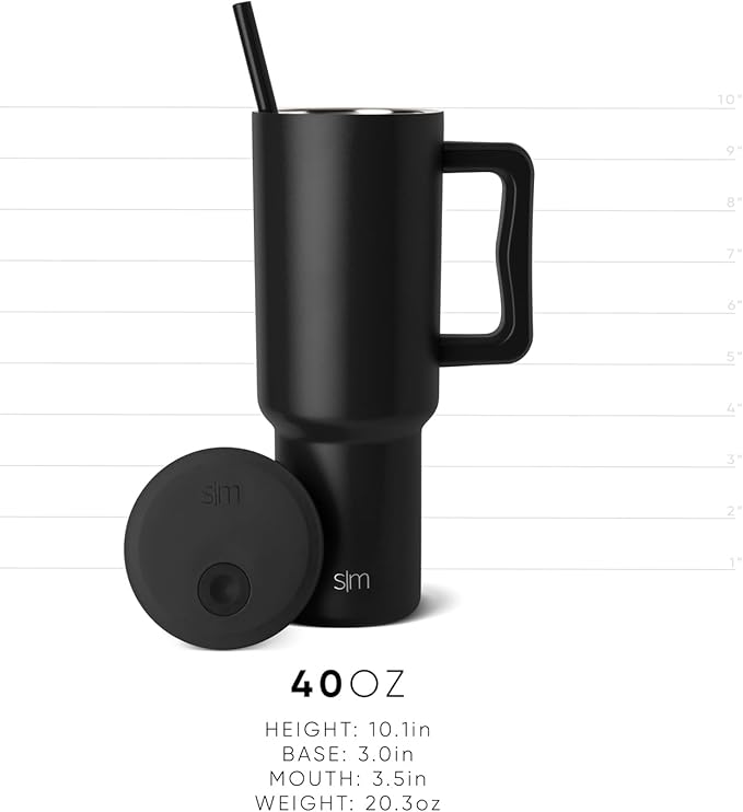 Simple Modern 40 oz Trek Tumbler with Handle and Straw Lid | Cup Holder Friendly Insulated Stainless Steel Travel Mug | Snow Day