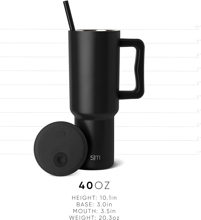 Simple Modern 40 oz Trek Tumbler with Handle and Straw Lid | Cup Holder Friendly Insulated Stainless Steel Travel Mug | Saffron