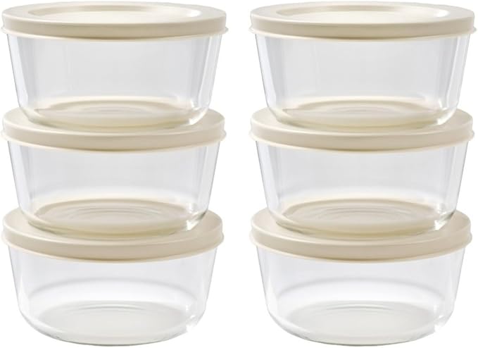 DURA LIVING 12-Piece Glass Food Storage Containers Set (6 Containers + 6 BPA-Free Lids) | 2-Cup, Leakproof | Microwave, Freezer, Oven & Dishwasher Safe | Ideal for Meal Prep & Pantry Organization