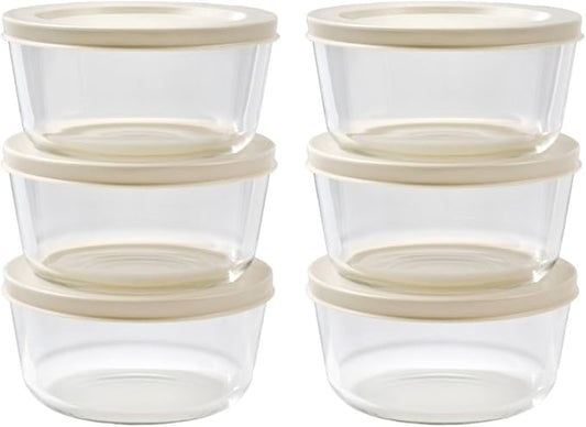 DURA LIVING 12-Piece Glass Food Storage Containers Set (6 Containers + 6 BPA-Free Lids) | 2-Cup, Leakproof | Microwave, Freezer, Oven & Dishwasher Safe | Ideal for Meal Prep & Pantry Organization
