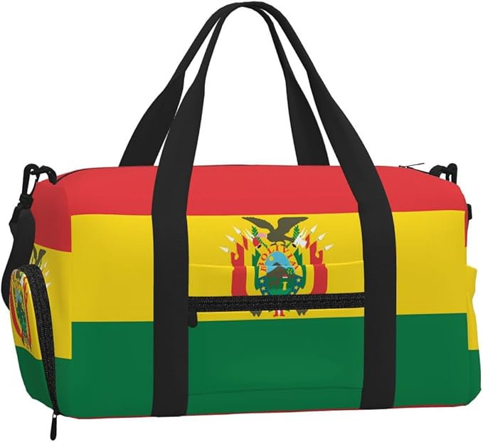 Flag of Bolivia Print Gym Bag with Shoe Compartment for Women Men, 17.7in Sports Duffle Weekender Tote, Overnight Travel Duffel Bag Carry On