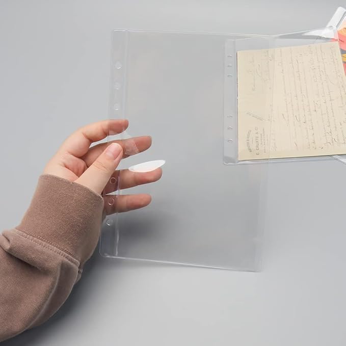 A5 Binder Pockets 12pcs Clear PVC Binder Pouches 6 Holes Zipperless Side Open Cash Budget Envelopes Waterproof Document Filing Bags for A5 Binder Protectors Photos, Cash Organize