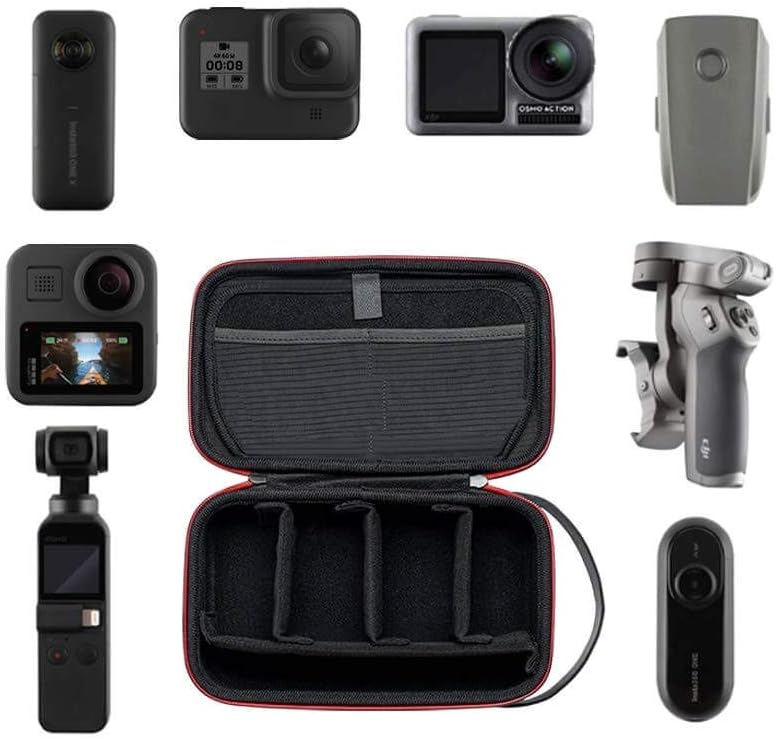 TELESIN Carrying Case Organizer for Go Pro Insta360 DJI Camera, with DYI Divider Waterproof Hard Protect Carry Bag for Hero 13 12 11 10 9 8 X2 X3 X4 X5 GO2 GO3 AKASO Selfie Stick Strap Accessory