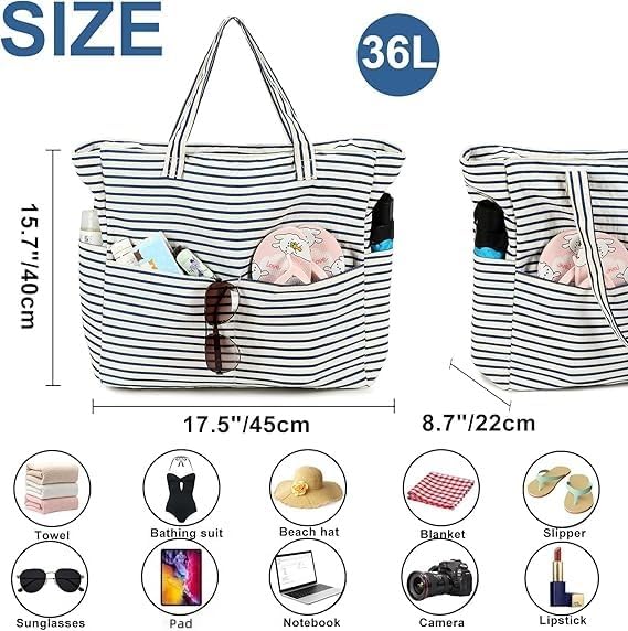Bluboon Beach Bags for Women, Large Waterproof Tote Bag With Wet Compartment for Pool Weekender Travel Gym