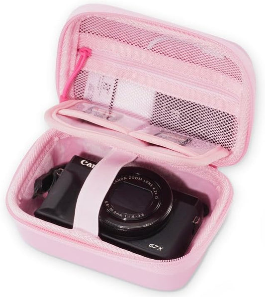ProCase Hard Shell Digital Camera Case for Canon G7X Mark III Mark II, Sony Cybershot, PowerShot SX740, Ricoh GR III, Kodak Pixpro, Compact 4K Vlogging Small Cameras Travel Carrying Storage Bag -Pink