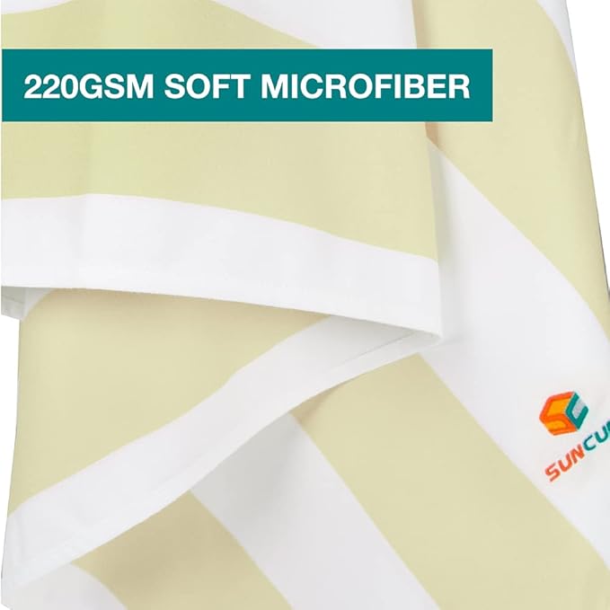 SUN CUBE Microfiber Beach Towel, Quick Dry Sand Free Beach Towel, Lightweight Compact Travel Swim Towel for Pool, Camping, Sand Resistant Packable Adult Towel - Beige Cream, 60x30 Inches